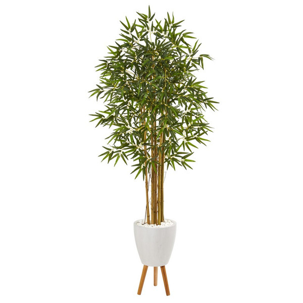 74 Multi Bambusa Bamboo Tree In Planter With Stand 9854 By Nearly Natural