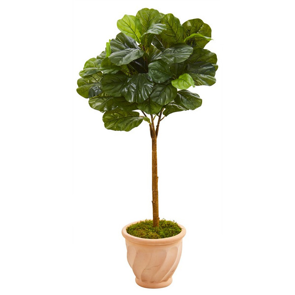 44 Fiddle Leaf Tree In Terracotta Planter Real Touch 9877 By Nearly Natural