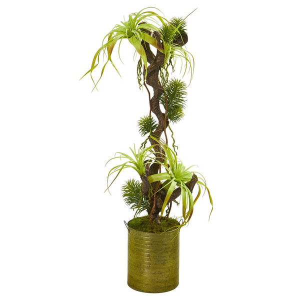 45 Tillandsia Artificial Plant In Green Planter 9989 By Nearly Natural