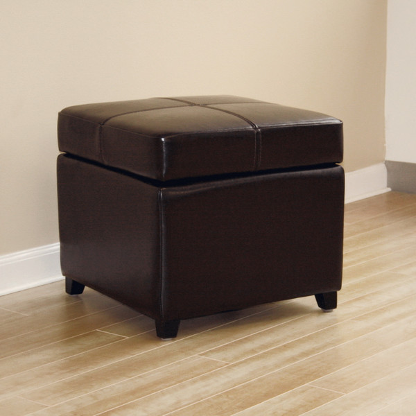 Baxton Studio Dark Brown Full Leather Storage Cube Ottoman 0380 001 Dark Brown By Wholesale Interiors