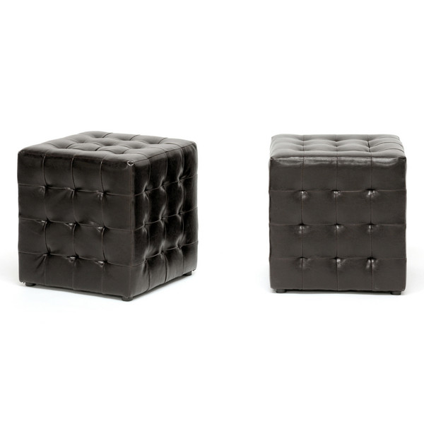 Baxton Studio Siskal Dark Brown Modern Cube Ottoman Set Of 2 Bh 5589 Dark Brown Otto By Wholesale Interiors