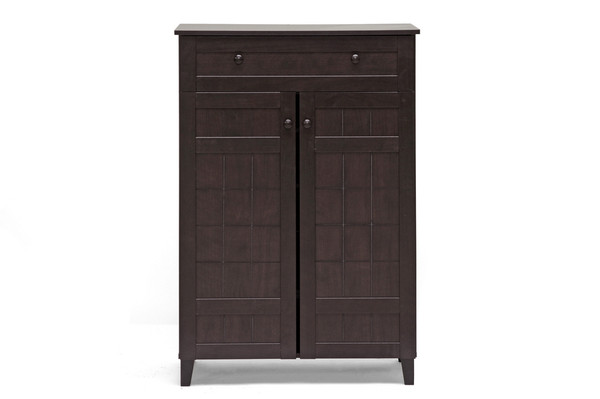 Baxton Studio Glidden Dark Brown Wood Modern Shoe Cabinet Tall Fp 1203 By Wholesale Interiors