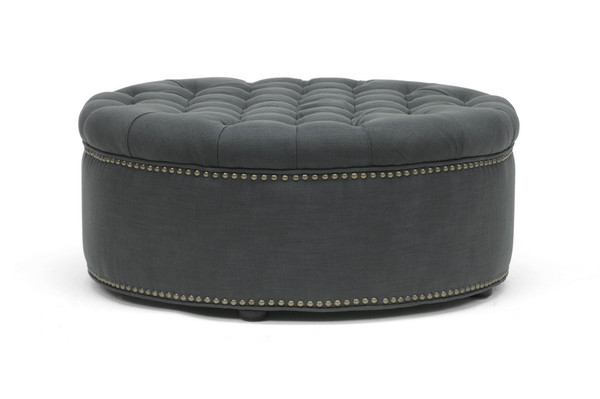 Baxton Studio Iglehart Gray Linen Modern Tufted Ottoman 532 Gray Otto By Wholesale Interiors