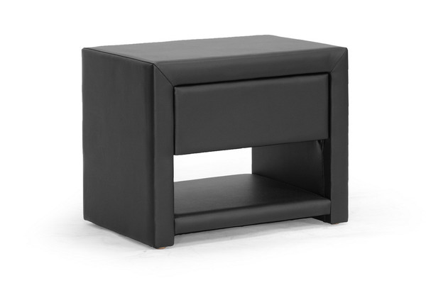 Baxton Studio Massey Black Upholstered Modern Nightstand Bbt3092 Black Ns By Wholesale Interiors