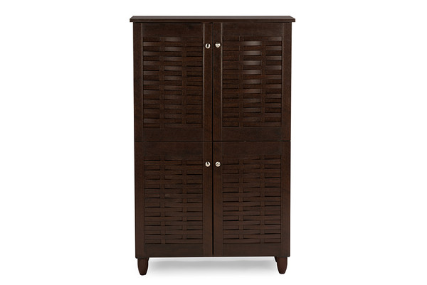 Baxton Studio Winda Modern And Contemporary 4 Door Dark Brown Wooden Entryway Shoes Storage Cabinet Sc864574 B Wenge By Wholesale Interiors