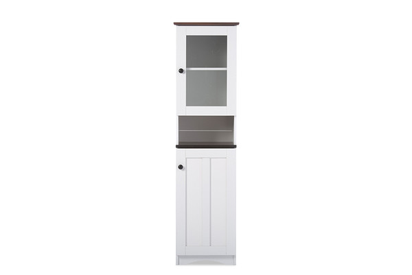 Baxton Studio Lauren Modern And Contemporary Two Tone White And Dark Brown Buffet And Hutch Kitchen Cabinet Dr 883300 White Wenge By Wholesale Interiors