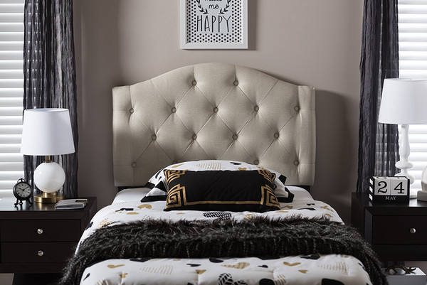 Baxton Studio Myra Modern And Contemporary Light Beige Fabric Upholstered Button Tufted Scalloped Twin Size Headboard Bbt6505 Light Beige Twin Hb By Wholesale Interiors