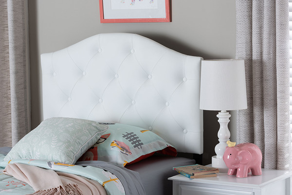 Baxton Studio Myra Modern And Contemporary White Faux Leather Upholstered Button Tufted Scalloped Twin Size Headboard Bbt6505 White Twin Hb By Wholesale Interiors