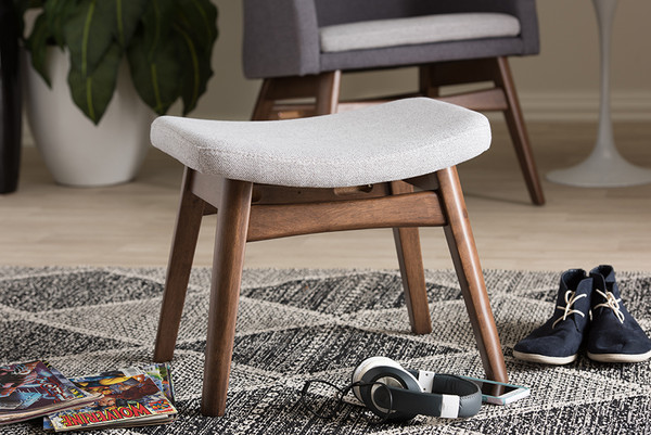 Baxton Studio Vera Mid Century Modern Light Grey Fabric Upholstered Ottoman Vera Light Grey Otto By Wholesale Interiors