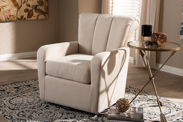 Baxton Studio Rayner Modern And Contemporary Beige Fabric Upholstered Swivel Chair Tsf7715 Beige Cc By Wholesale Interiors