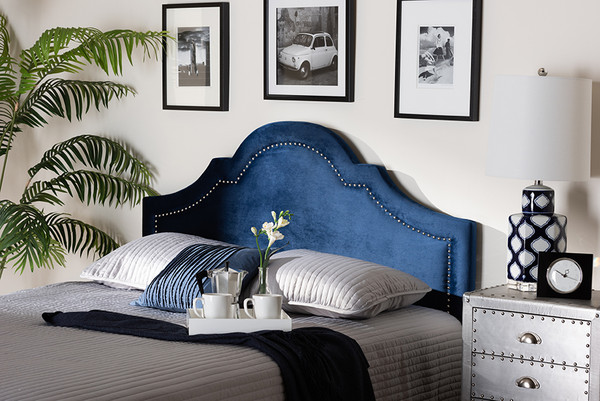 Baxton Studio Rita Modern And Contemporary Navy Blue Velvet Fabric Upholstered Full Size Headboard Bbt6567 Navy Blue Hb Full By Wholesale Interiors