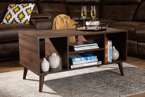 Baxton Studio Linas Mid Century Modern Walnut Finished Coffee Table Ct8001 Columbia Walnut Ct By Wholesale Interiors