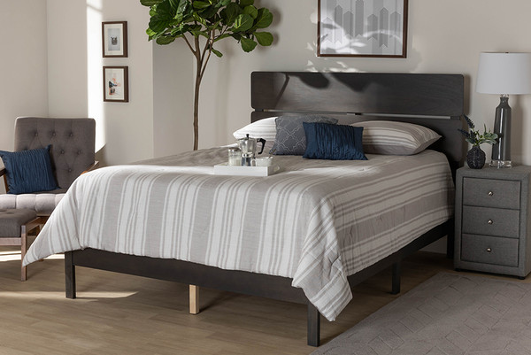 Baxton Studio Anthony Modern And Contemporary Dark Grey Oak Finished Wood King Size Panel Bed Mg0024 Green Gray King By Wholesale Interiors