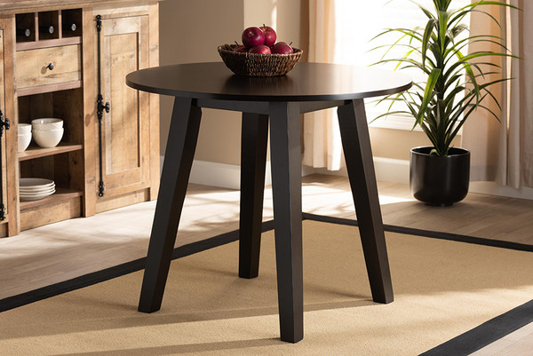 Baxton Studio Ela Modern And Contemporary Dark Brown Finished 35 Inch Wide Round Wood Dining Table Rh7230T Dark Brown 35 In Dt By Wholesale Interiors