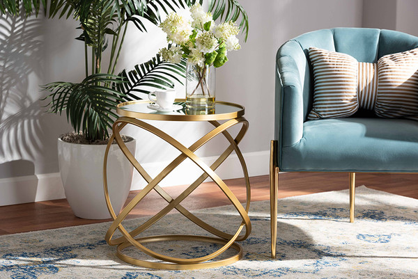 Baxton Studio Desma Glam And Luxe Gold Finished Metal And Mirrored Glass End Table Jy20A260 Gold Et By Wholesale Interiors