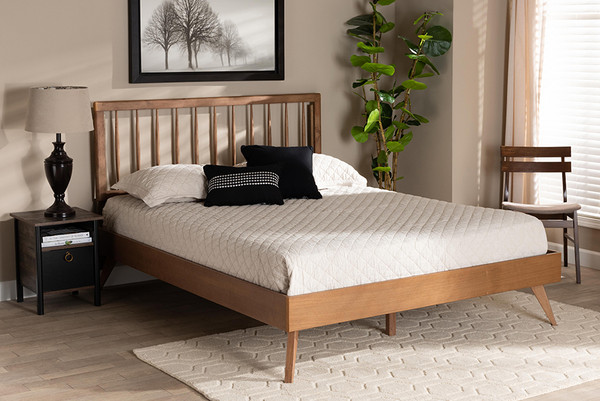 Baxton Studio Toru Mid Century Modern Ash Walnut Finished Wood King Size Platform Bed Toru Ash Walnut King By Wholesale Interiors