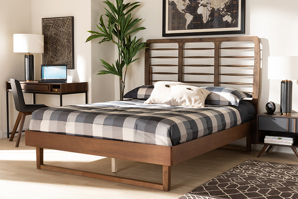Baxton Studio Lucie Modern And Contemporary Walnut Brown Finished Wood Queen Size Platform Bed Lucie Ash Walnut Queen By Wholesale Interiors