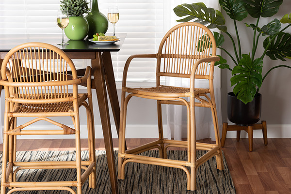Bali Pari Tugera Modern Bohemian Natural Brown Rattan Counter Stool Tugera Rattan Cs By Wholesale Interiors