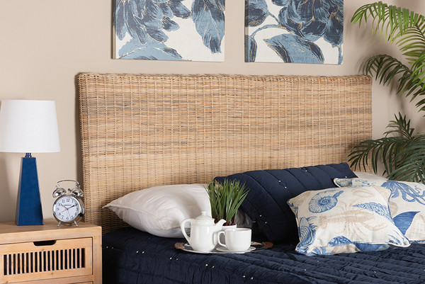 Bali Pari Cantara Modern Bohemian Natural Rattan Queen Size Standalone Headboard Dc9048 Rattan Hb Queen By Wholesale Interiors