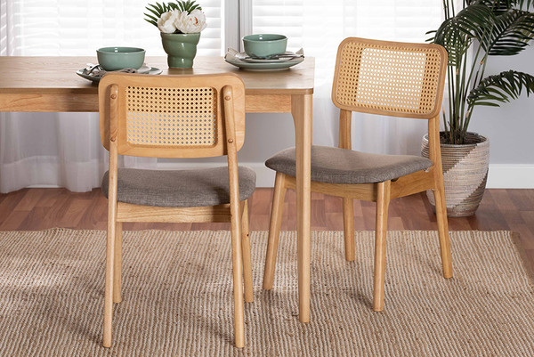 Baxton Studio Dannon Mid Century Modern Grey Fabric And Ntural Oak Finished Wood 2 Piece Dining Chair Set Cs001C Natural Oak Light Grey Dc 2Pk By Wholesale Interiors