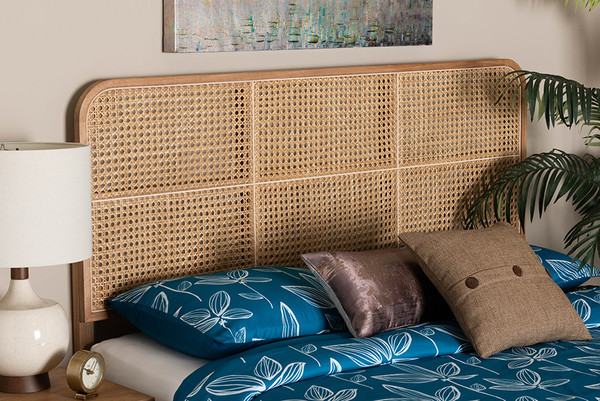 Bali Pari Lainer Modern Bohemian Natural Brown Finished Bayur Wood And Bamboo Queen Size Headboard Lmz12 Light Natural Natural Rattan Headboard Queen By Wholesale Interiors