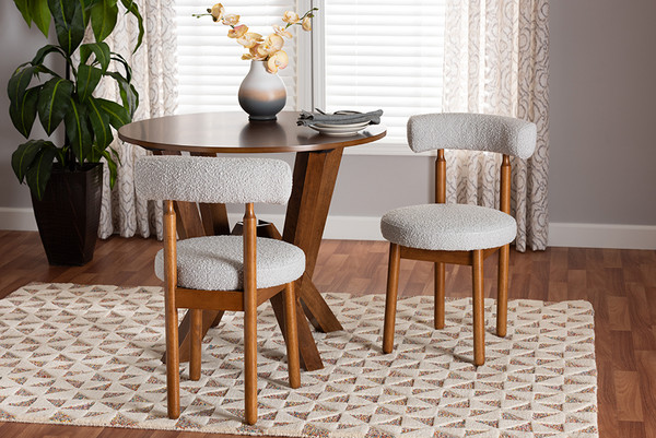 Baxton Studio Edric Modern Japandi Light Grey Boucle Fabric And Walnut Brown Finished Wood 2 Piece Dining Chair Set Bbt5491 Maya Sky Grey Dc By Wholesale Interiors