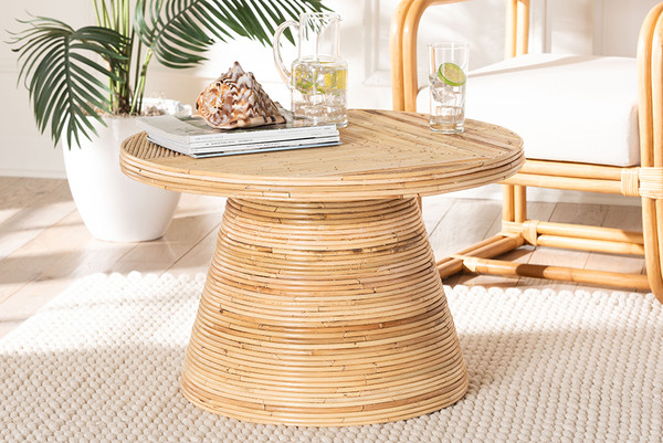 Bali Pari Bella Modern Bohemian Natural Rattan And Mahogany Wood Coffee Table Bella Natural Mahogany Ct By Wholesale Interiors