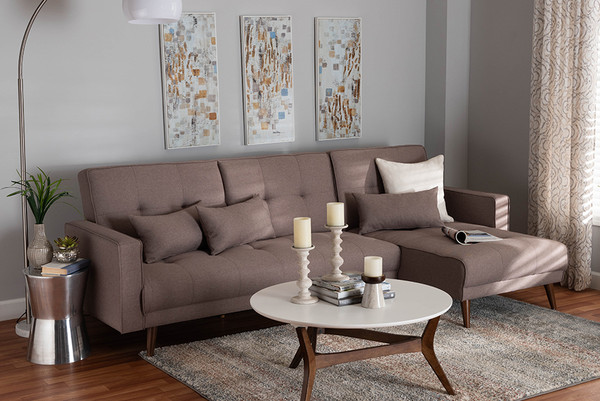 Baxton Studio Claire Contemporary Clay Fabric Upholstered Convertible Sleeper Sofa Claire Clay Rfc By Wholesale Interiors