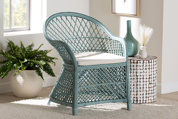 Bali Pari Casilda Bohemian Light Blue Braided Rattan Arm Chair Rcn 012 Light Blue Rattan Ac By Wholesale Interiors