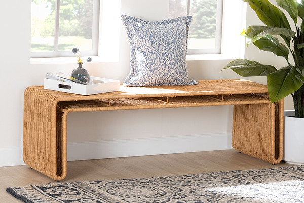 Bali Pari Nevada Bohemian Light Honey Rattan Accent Bench Nevada Light Honey Rattan Bench By Wholesale Interiors