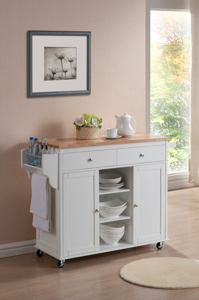 Baxton Studio Meryland White Modern Kitchen Island Cart Rt210 Occ New By Wholesale Interiors