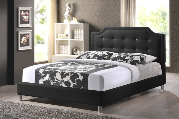 Baxton Studio Carlotta Black Modern Bed With Upholstered Headboard Queen Size Bbt6376 Black Queen By Wholesale Interiors