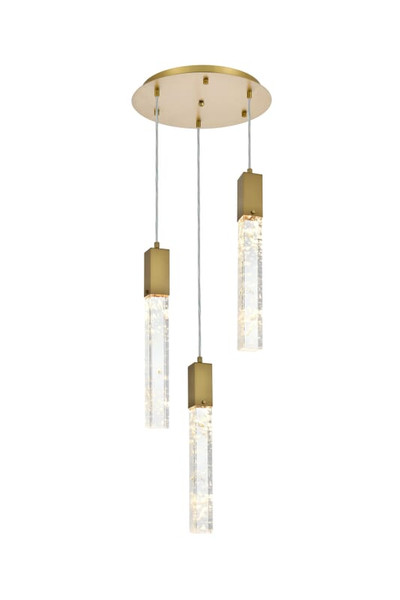 Elegant Lighting Pendant D16 H24 L3 Satin Gold 2089D16Sg