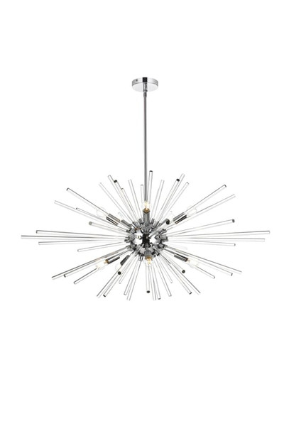 Elegant Lighting Sienna 42 Inch Crystal Rod Pendant In Chrome 2502D42C
