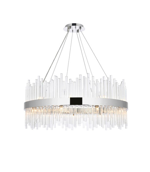 Elegant Lighting Dallas 36 Inch Round Crystal Pendant In Chrome 3000D36C