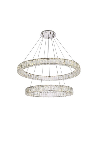 Elegant Lighting Monroe 36 Inch Led Double Ring Chandelier In Chrome 3503G36C