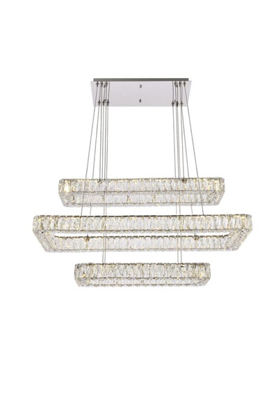 Elegant Lighting Monroe 42 Inch Led Triple Rectangle Pendant In Chrome 3504G42L3C