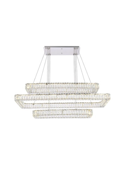 Elegant Lighting Monroe 50 Inch Led Triple Rectangle Pendant In Chrome 3504G50L3C