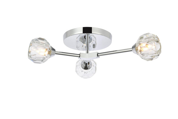 Elegant Lighting Zayne 3 Light Flush Mount In Chrome 3508F18C