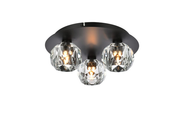 Elegant Lighting Graham 3 Light Ceiling Lamp In Black 3509F12Bk