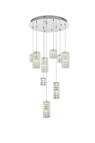 Elegant Lighting Aston Hang D24 H9 5 Led L9 36W Dim 3Cct Chrome 3680D9C