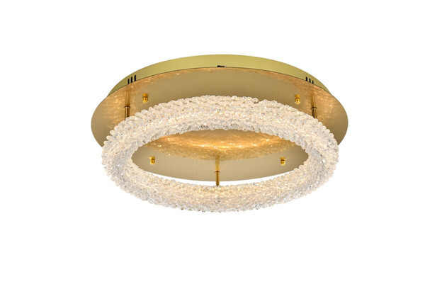 Elegant Lighting Bowen Flush Mount D22 H5 5 Led 28W Dim 3Cct Satin Gold 3800F22Sg