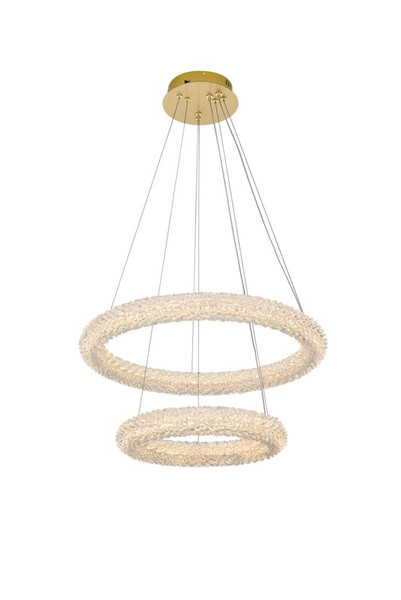 Elegant Lighting Bowen Hang D24 D16 Led 56W Dim 3Cct Satin Gold 3800G24Sg