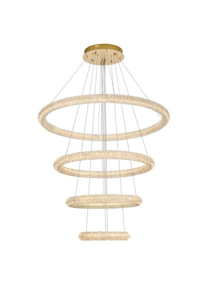 Elegant Lighting Bowen Hang D41 7 H24 5 Led 160W L4 Satin Gold 3800G41Sg