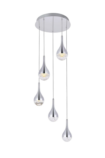 Elegant Lighting Amherst Collection Led 5 Light Chandelier 15In X 9In Chrome Finish 3805D14C