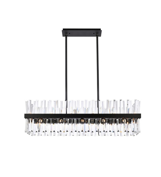 Elegant Lighting Serephina 42 Inch Crystal Rectangle Chandelier Light In Black 6200G42Bk