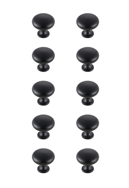 Kitchen And Bath Cadon 1 2 Diameter Matte Black Mushroom Knob Multipack Set Of 10 Kb2002 Mb 10Pk