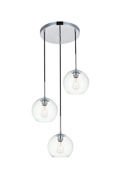 Living District Baxter 3 Lights Chrome Pendant With Clear Glass Ld2208C