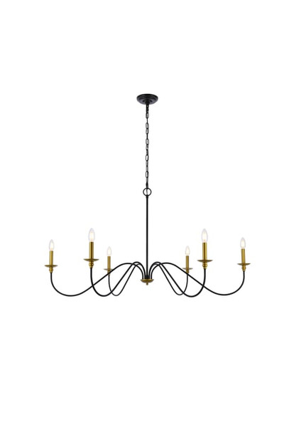 Living District Rohan 48 Inch Chandelier In Matte Black And Brass Ld5056D48Brb