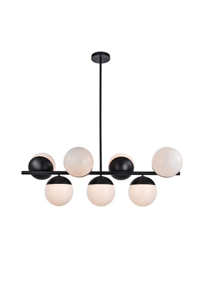Living District Eclipse 7 Lights Black Pendant With Frosted White Glass Ld6134Bk